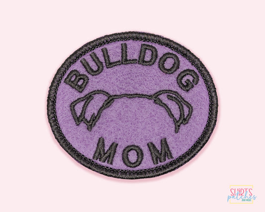 Bulldog Mom Patch - Custom Iron On Or Hook And Loop Backing