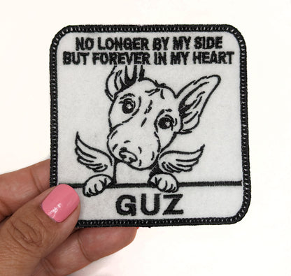 Custom Embroidered Iron-On Bull Terrier Memorial Patch