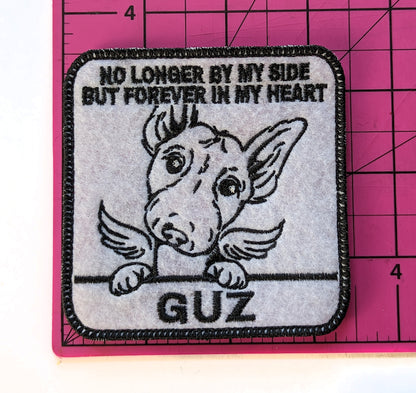 Custom Embroidered Iron-On Bull Terrier Memorial Patch