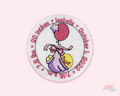 Cute Baby Chick Birth Announcement Patch - Personalized Iron On Or Hook And Loop Backing