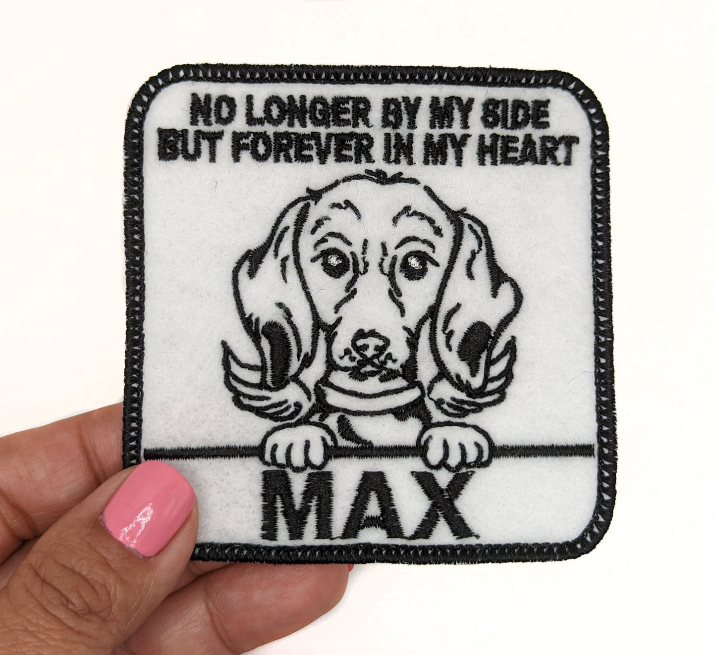 Custom Embroidered Iron-On Dachshund Memorial Patch