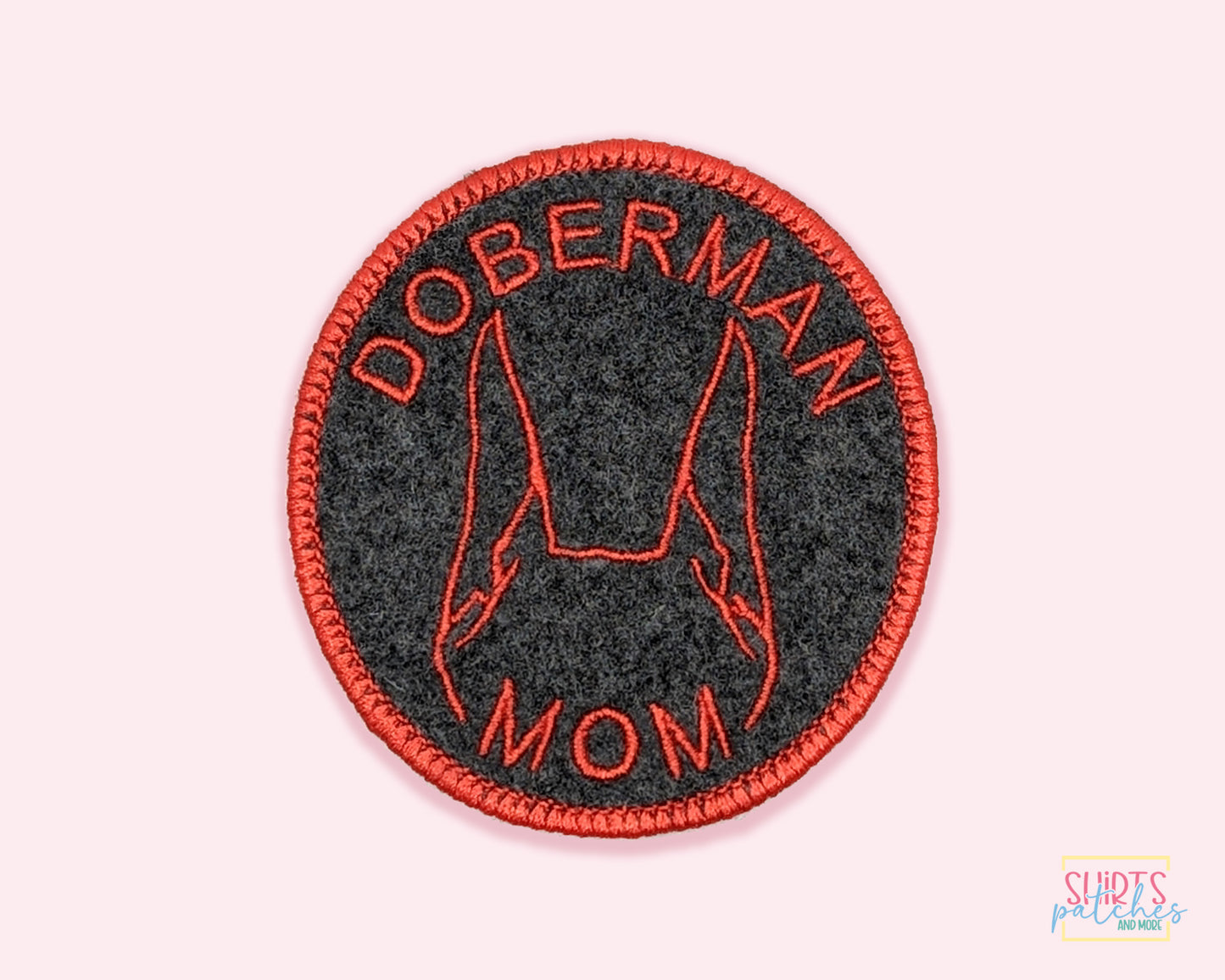 Doberman Mom Patch - Custom Iron On Or Hook And Loop Backing