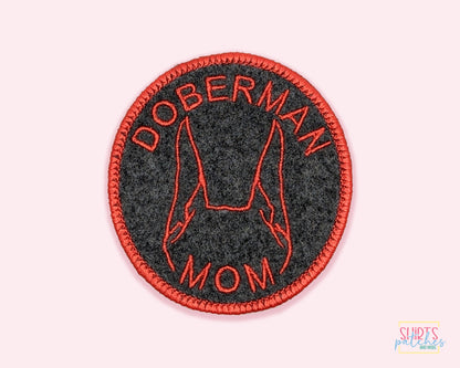 Doberman Mom Patch - Custom Iron On Or Hook And Loop Backing