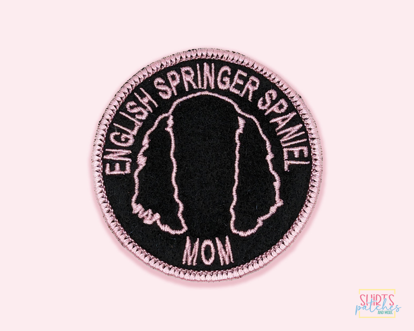 English Springer Spaniel Mom Patch - Custom Iron On Or Hook And Loop Backing