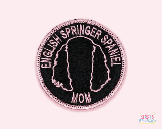 English Springer Spaniel Mom Patch - Custom Iron On Or Hook And Loop Backing