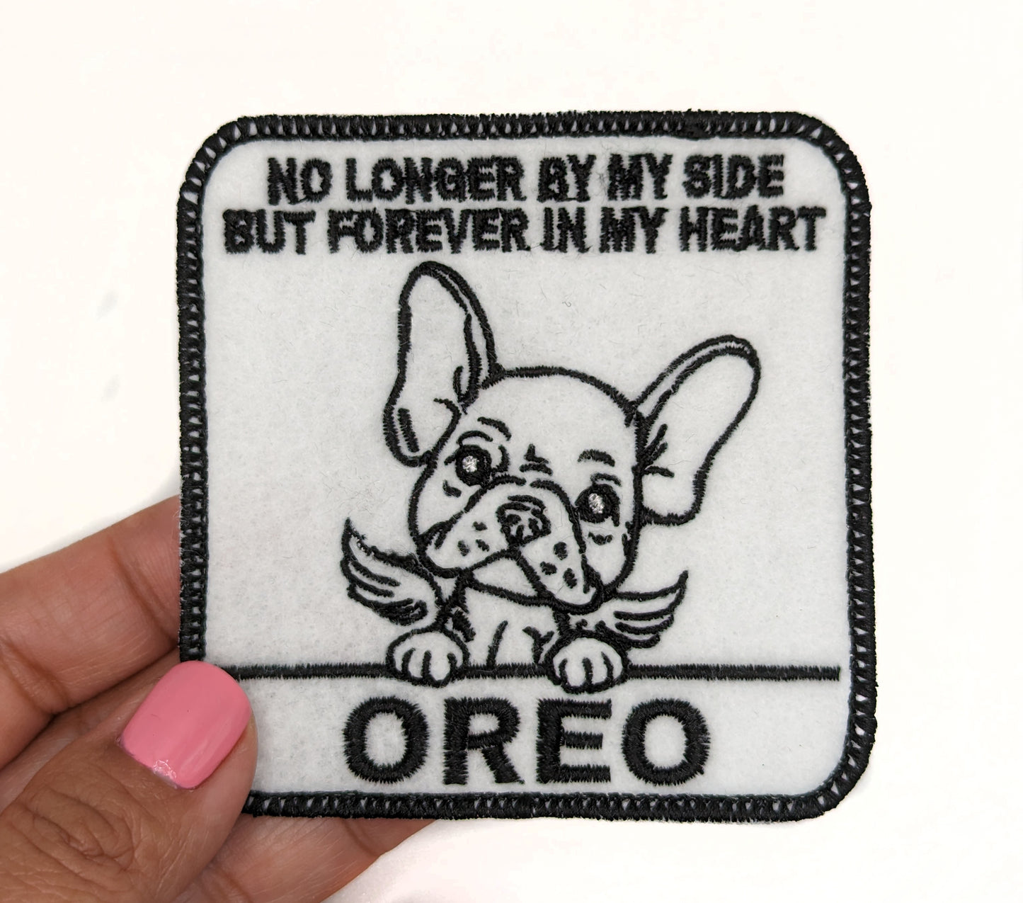 Custom Embroidered Iron-On French Bulldog Memorial Patch