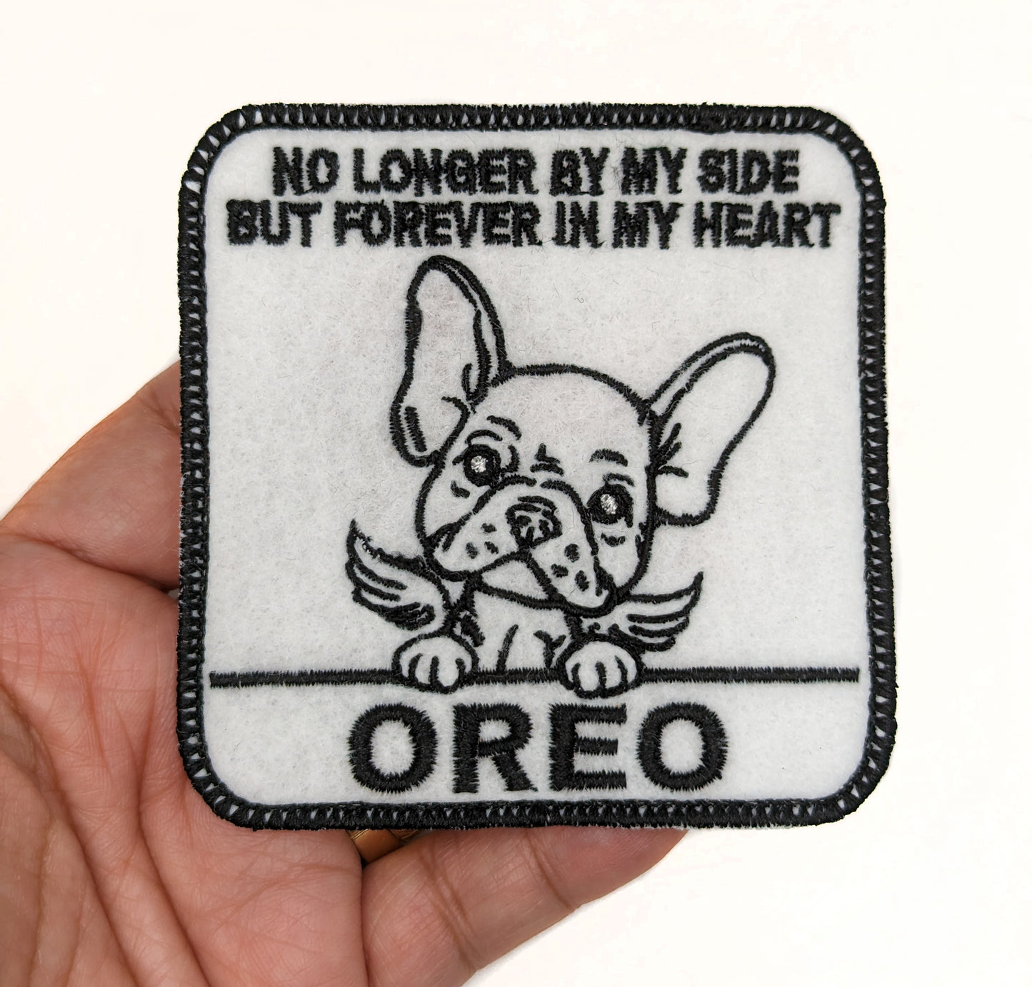 Custom Embroidered Iron-On French Bulldog Memorial Patch