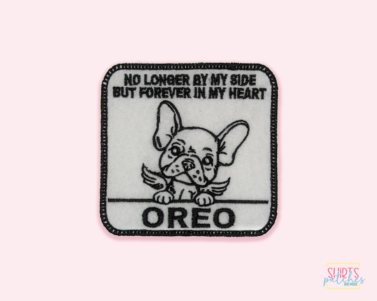 Custom Embroidered Iron-On French Bulldog Memorial Patch