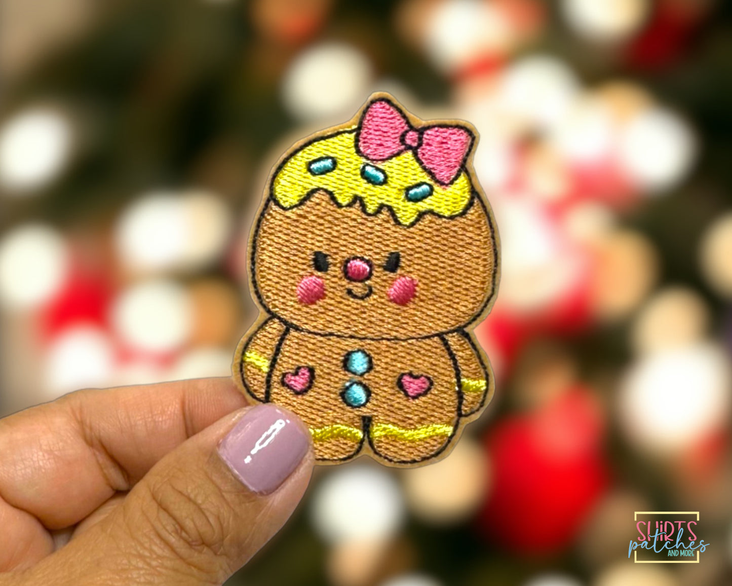 Embroidered Gingerbread Girl Iron-On Patch