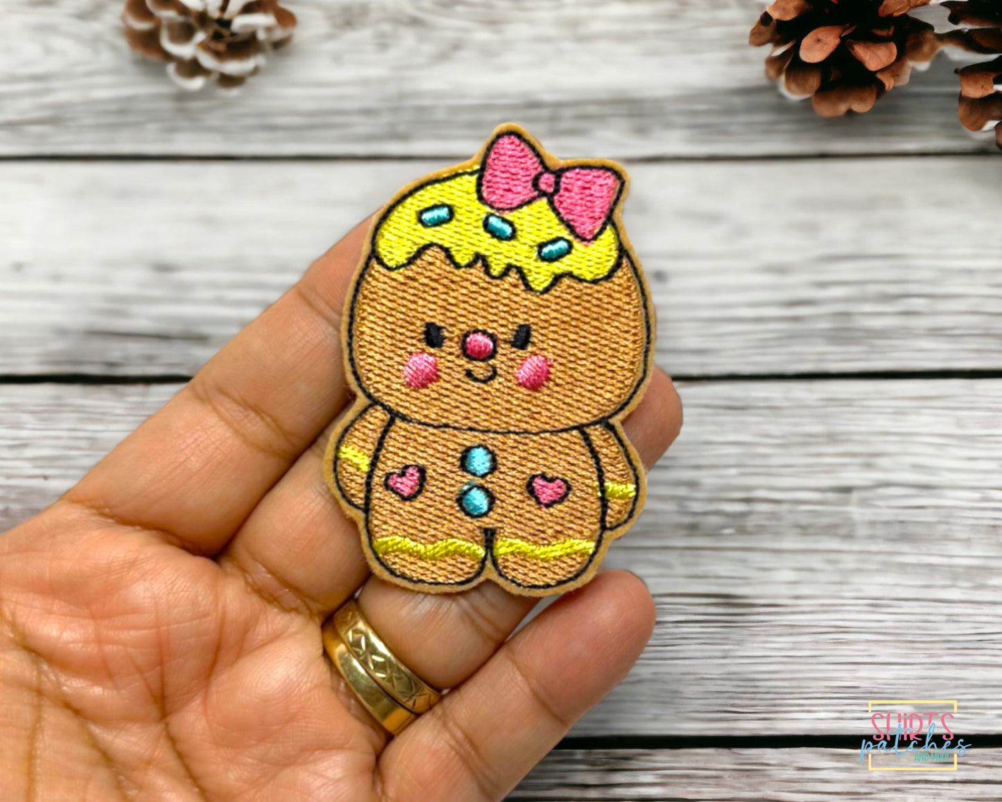 Embroidered Gingerbread Girl Iron-On Patch