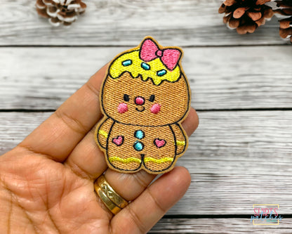 Embroidered Gingerbread Girl Iron-On Patch