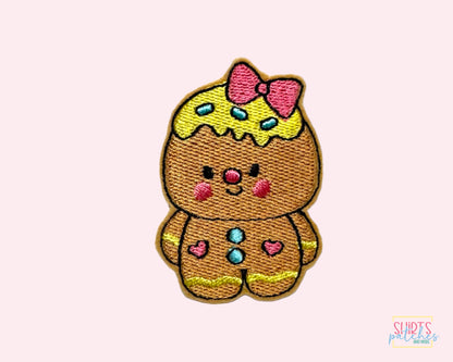 Embroidered Gingerbread Girl Iron-On Patch