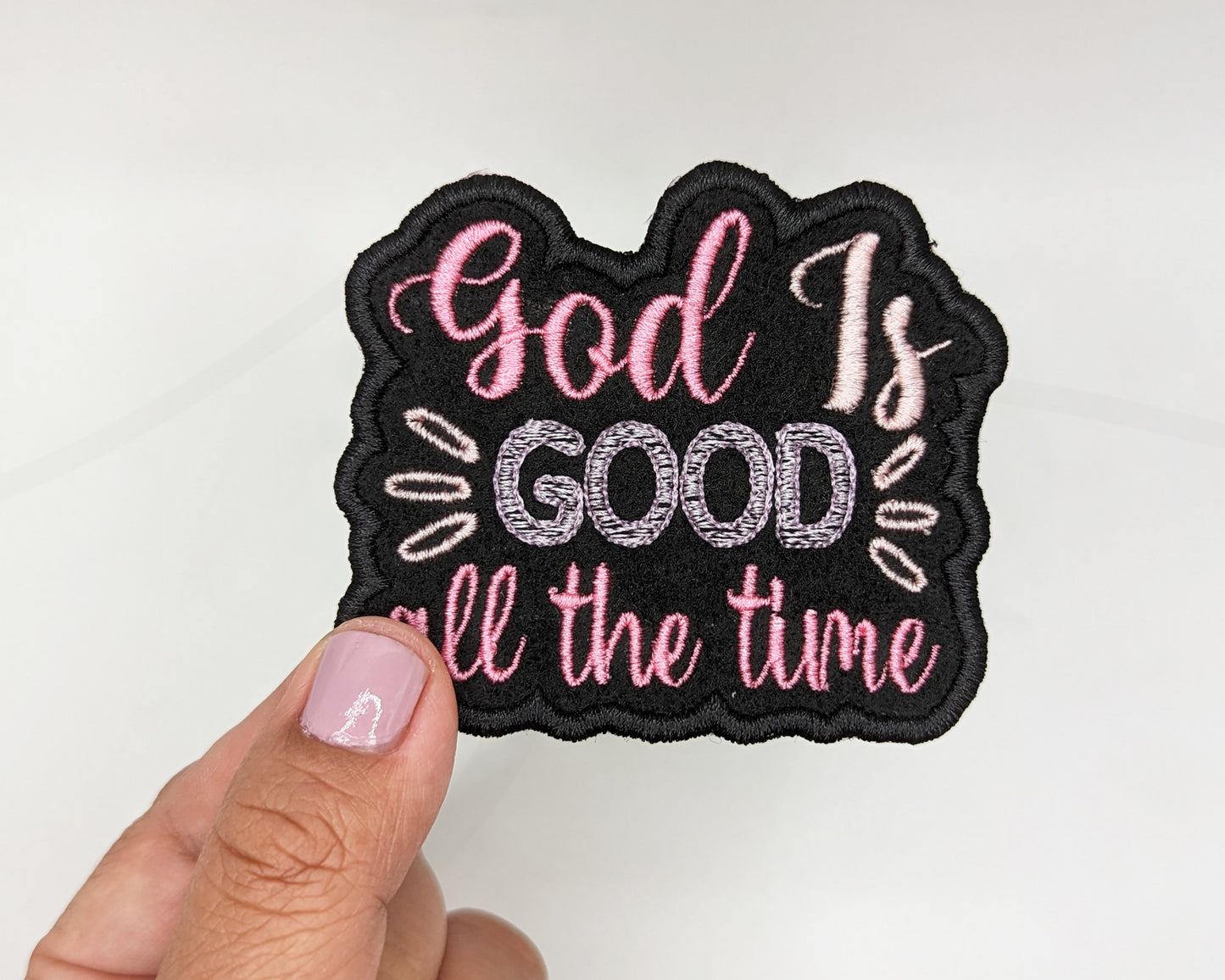 God Is Good All The Time Iron On Patch. Inspirational Custom Patch. Christian Morale Patch. Jesus Patch. Bible Verse Patch. Religious Patch.