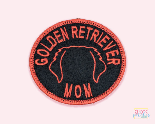 Golden Retriever Mom Patch - Custom Iron On Or Hook And Loop Backing