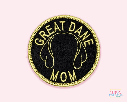 Great Dane Mom Patch - Custom Iron On Or Hook And Loop Backing