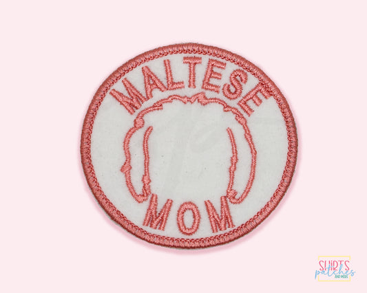 Maltese Mom Patch - Custom Iron On Or Hook And Loop Backing