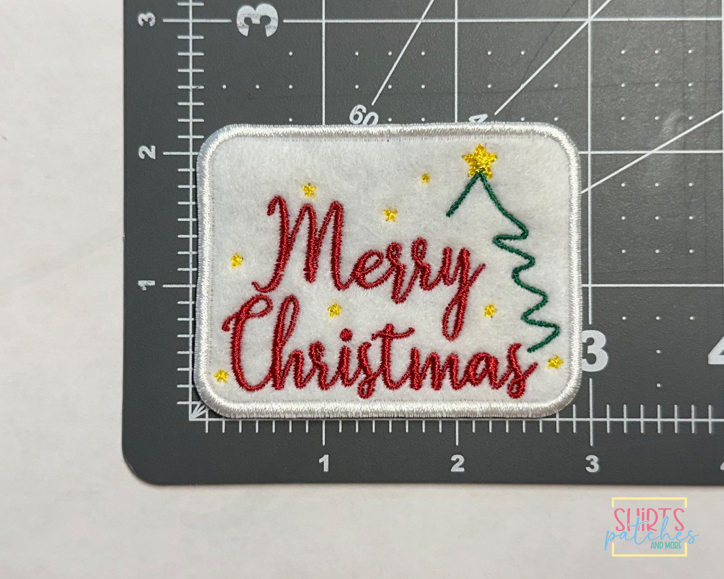 Merry Christmas Embroidered Iron-On Patch. Holiday Patch.