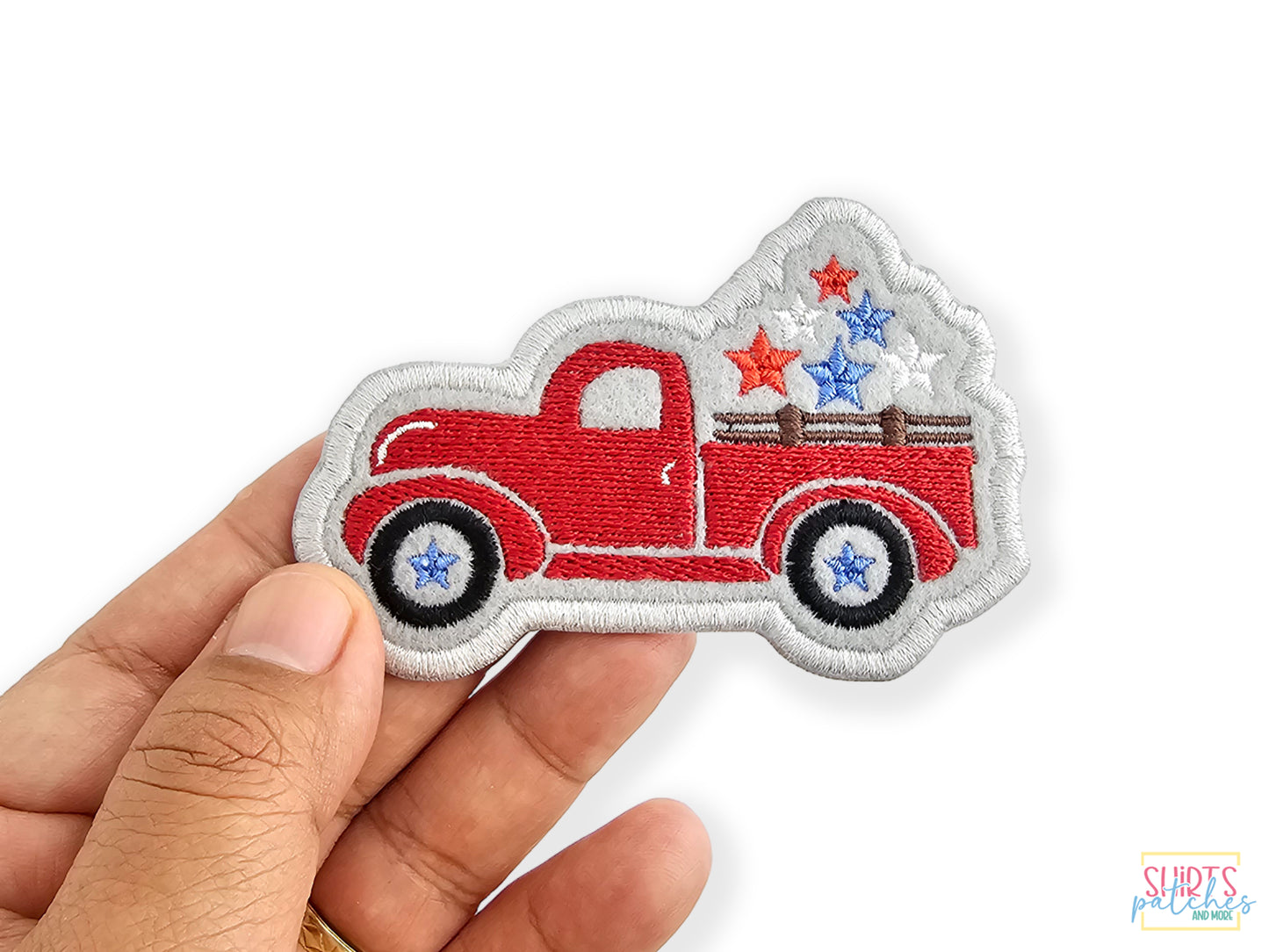 Embroidered Iron-On Vintage Truck Patriotic Patch