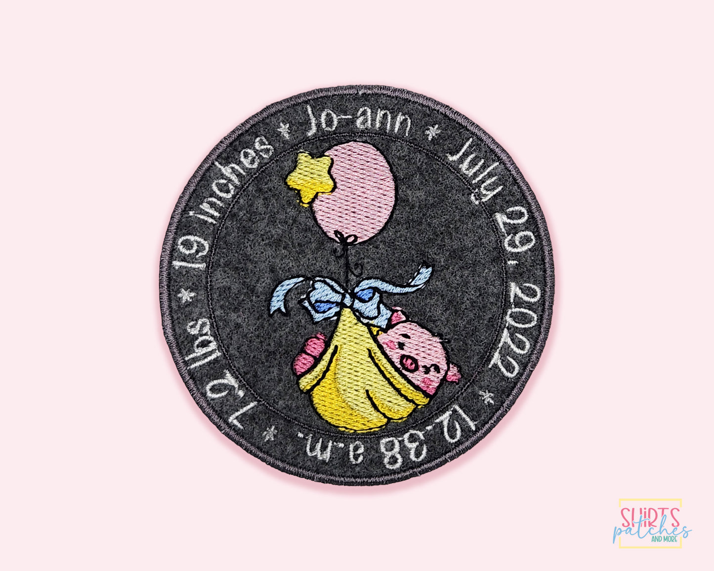 Cute Baby Chick Birth Announcement Patch - Personalized Iron On Or Hook And Loop Backing