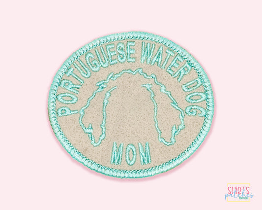 Portuguese Water Dog Mom Patch - Custom Iron On Or Hook And Loop Backing