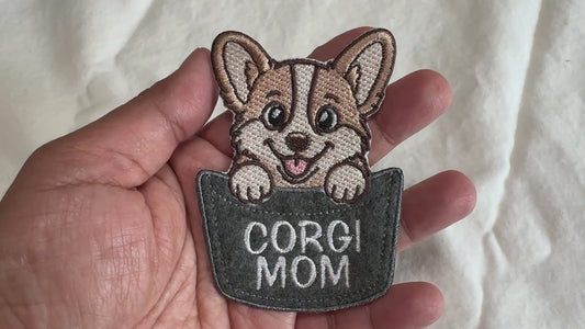 Corgi Mom or Dad Pocket Patch – Embroidered Dog Lover Patch