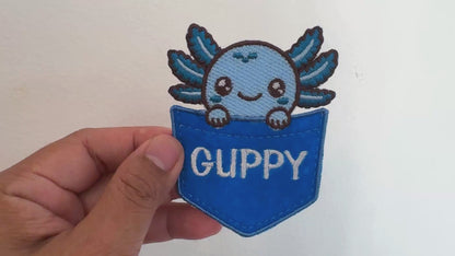 Personalized Axolotl Pocket Patch – Custom Name Embroidered Patch