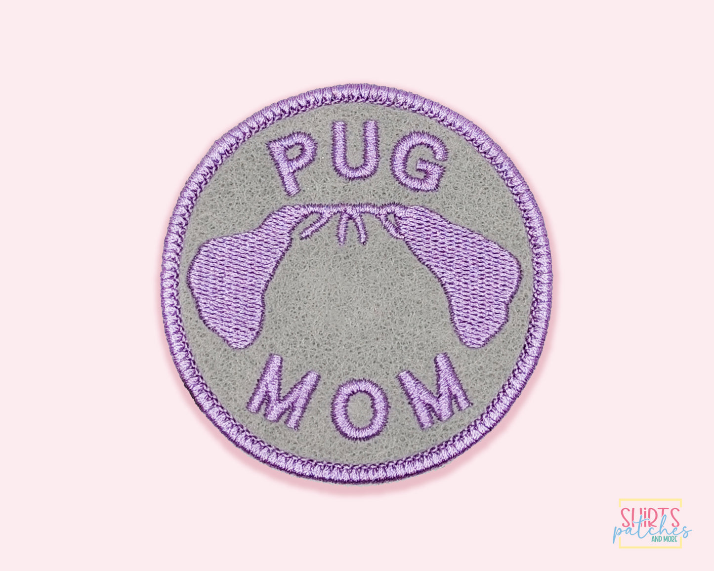 Pug Mom Patch. Pug Dad Patch - Custom Iron On Or Hook And Loop Backing