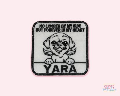 Custom Embroidered Iron-On Pug Memorial Patch