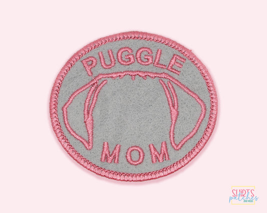 Puggle Mom Patch - Custom Iron On Or Hook And Loop Backing