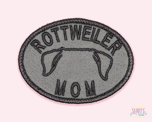 Rottweiler Mom Patch - Custom Iron On Or Hook And Loop Backing