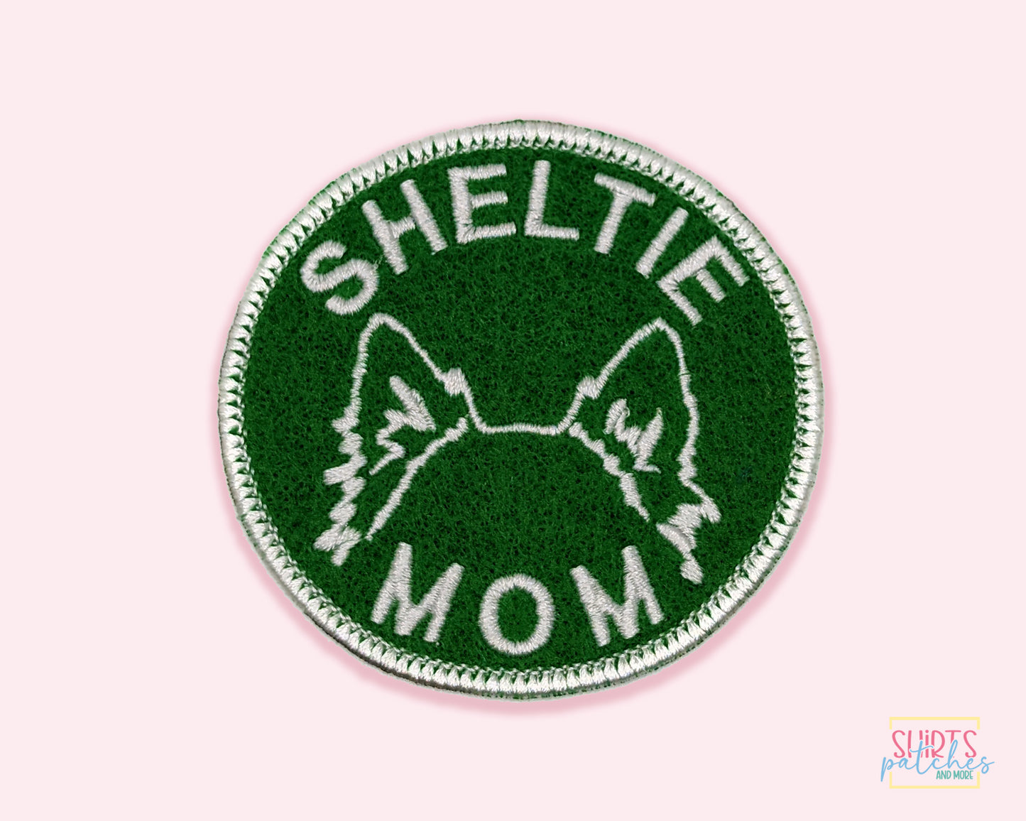 Sheltie Mom Patch - Custom Iron On Or Hook And Loop Backing