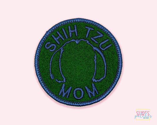 Shih Tzu Mom Patch - Custom Iron On Or Hook And Loop Backing