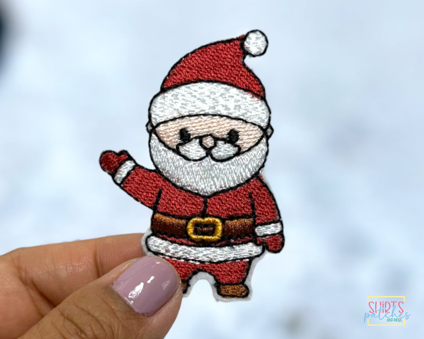 Embroidered Waving Santa Iron-On Patch