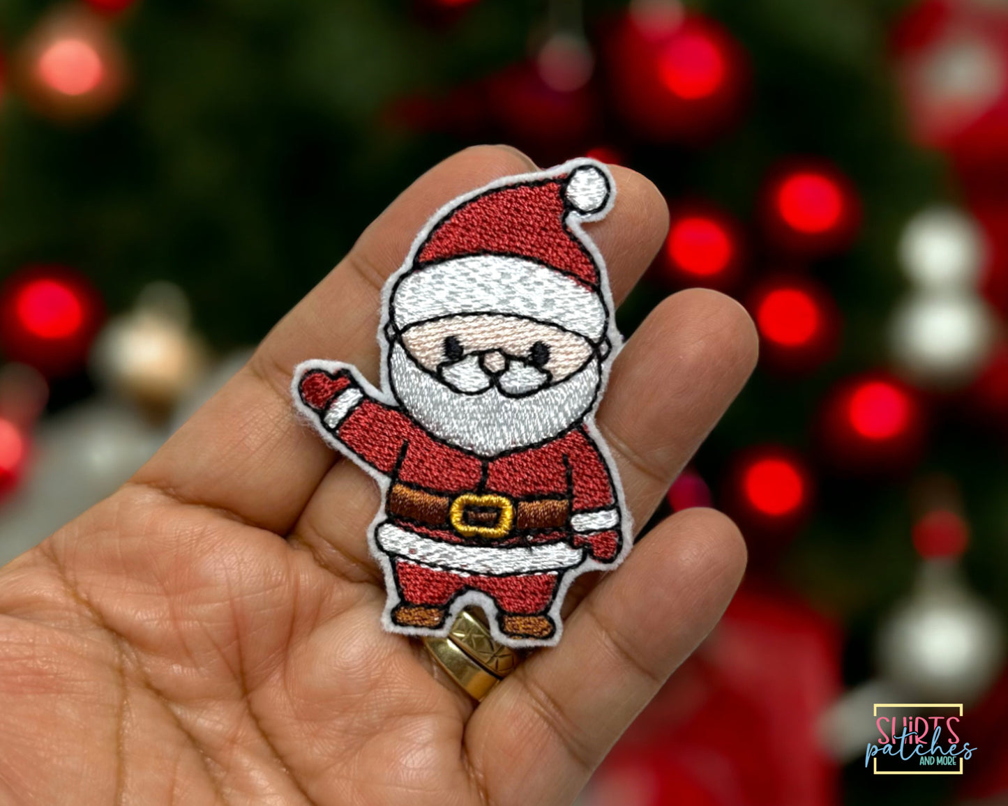 Embroidered Waving Santa Iron-On Patch