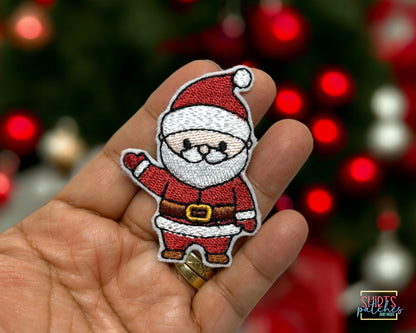 Embroidered Waving Santa Iron-On Patch