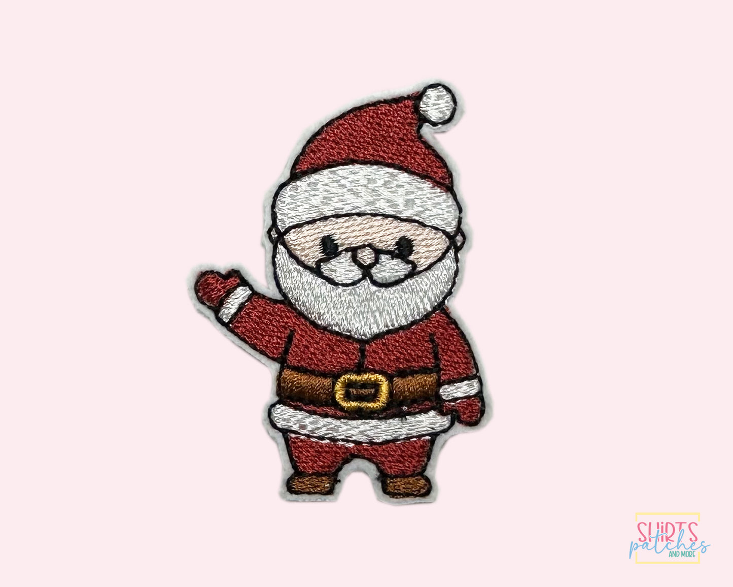 Embroidered Waving Santa Iron-On Patch