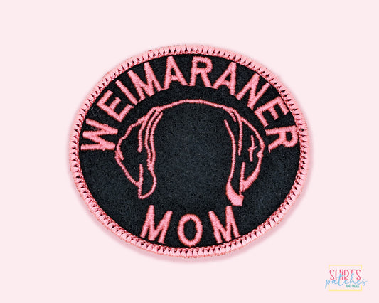 Weimaraner Mom Patch - Custom Iron On Or Hook And Loop Backing