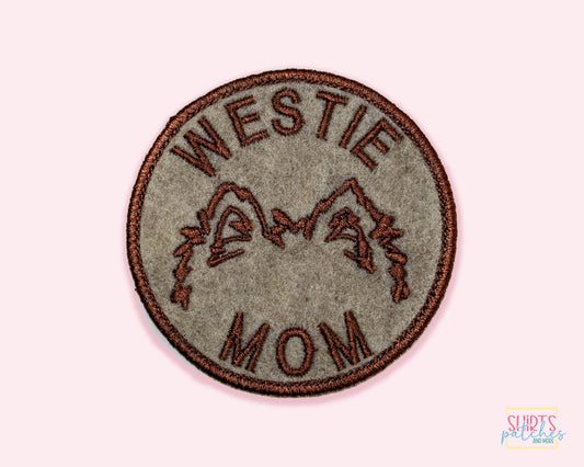 West Highland White Terrier Mom Patch - Custom Iron On Or Hook And Loop Backing