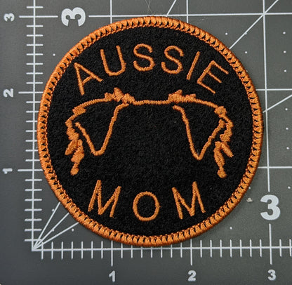 Australian Shepherd (Aussie) Mom Patch - Custom Iron On Or Hook And Loop Backing