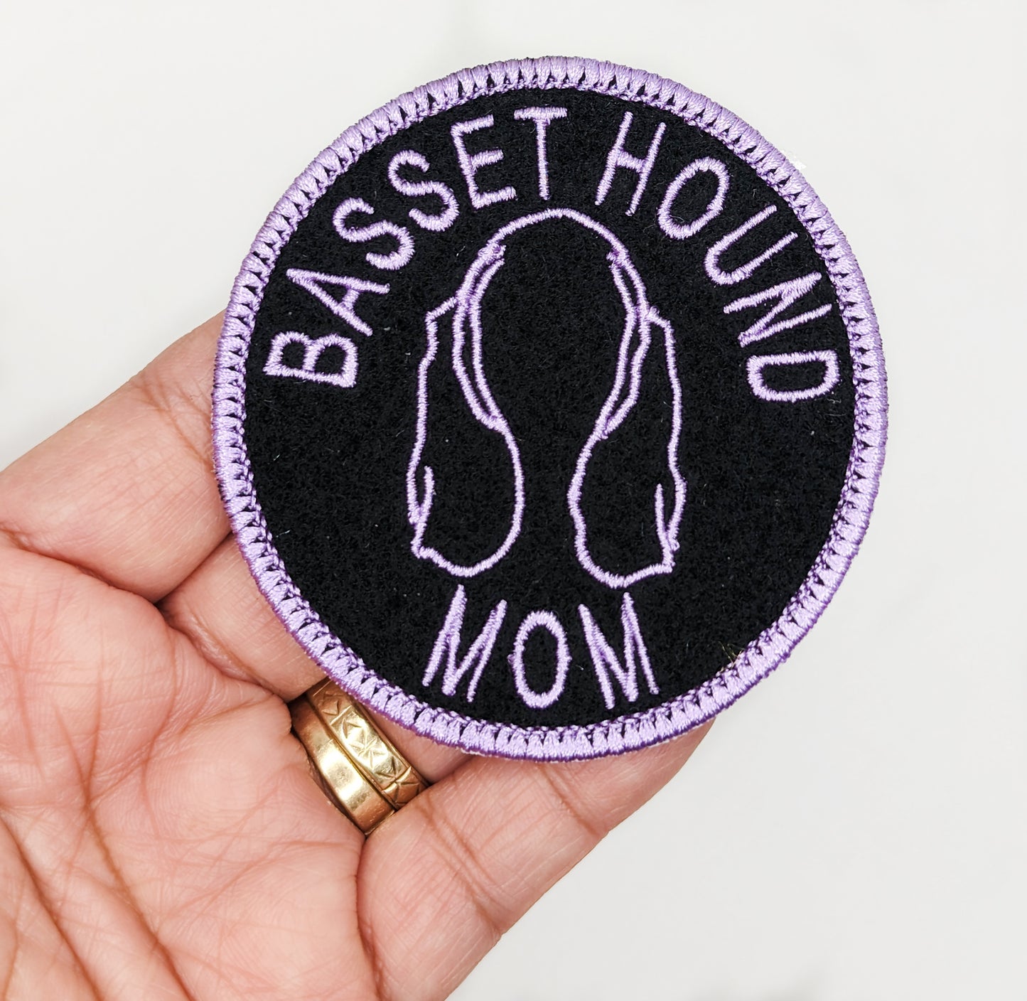 Basset Hound Mom Patch - Custom Iron On Or Hook And Loop Backing