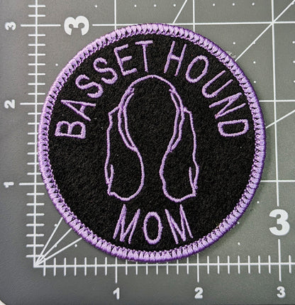 Basset Hound Mom Patch - Custom Iron On Or Hook And Loop Backing