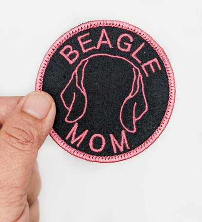 Beagle Mom Patch - Custom Iron On Or Hook And Loop Backing