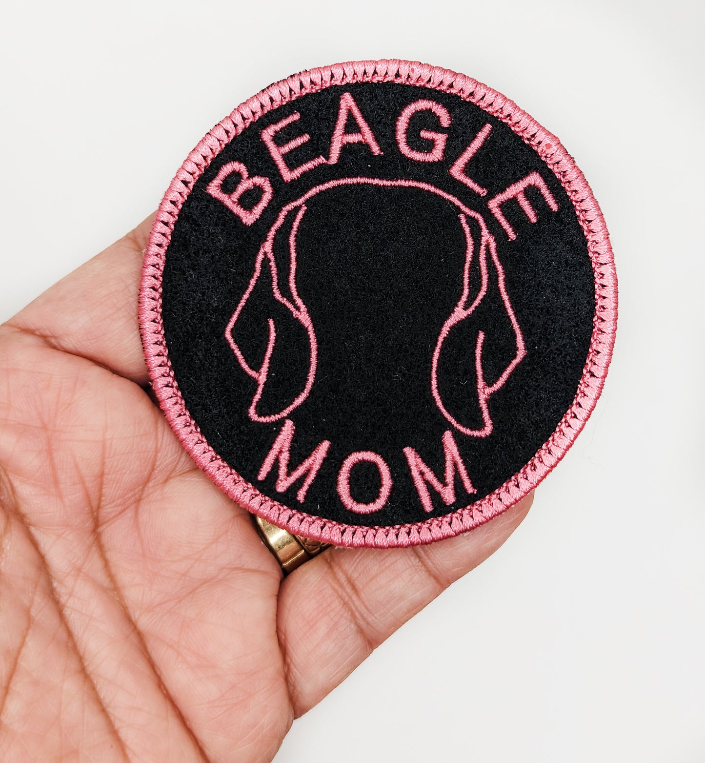 Beagle Mom Patch - Custom Iron On Or Hook And Loop Backing