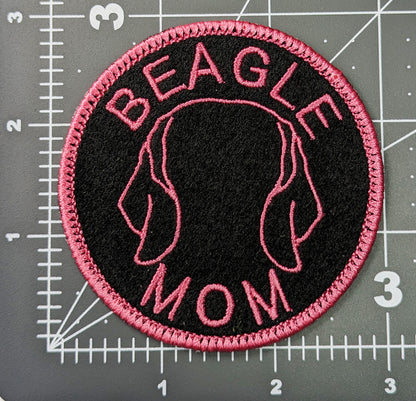 Beagle Mom Patch - Custom Iron On Or Hook And Loop Backing