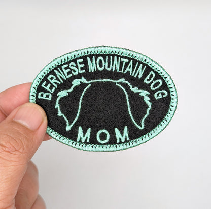 Bernese Mountain Dog Mom Patch - Custom Iron On Or Hook And Loop Backing