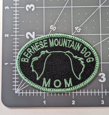 Bernese Mountain Dog Mom Patch - Custom Iron On Or Hook And Loop Backing