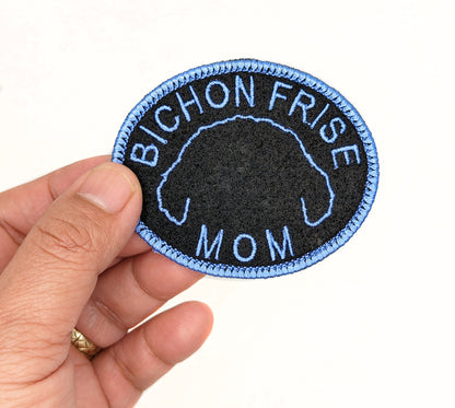 Bichon Frise Mom Patch - Custom Iron On Or Hook And Loop Backing