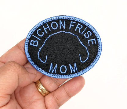 Bichon Frise Mom Patch - Custom Iron On Or Hook And Loop Backing