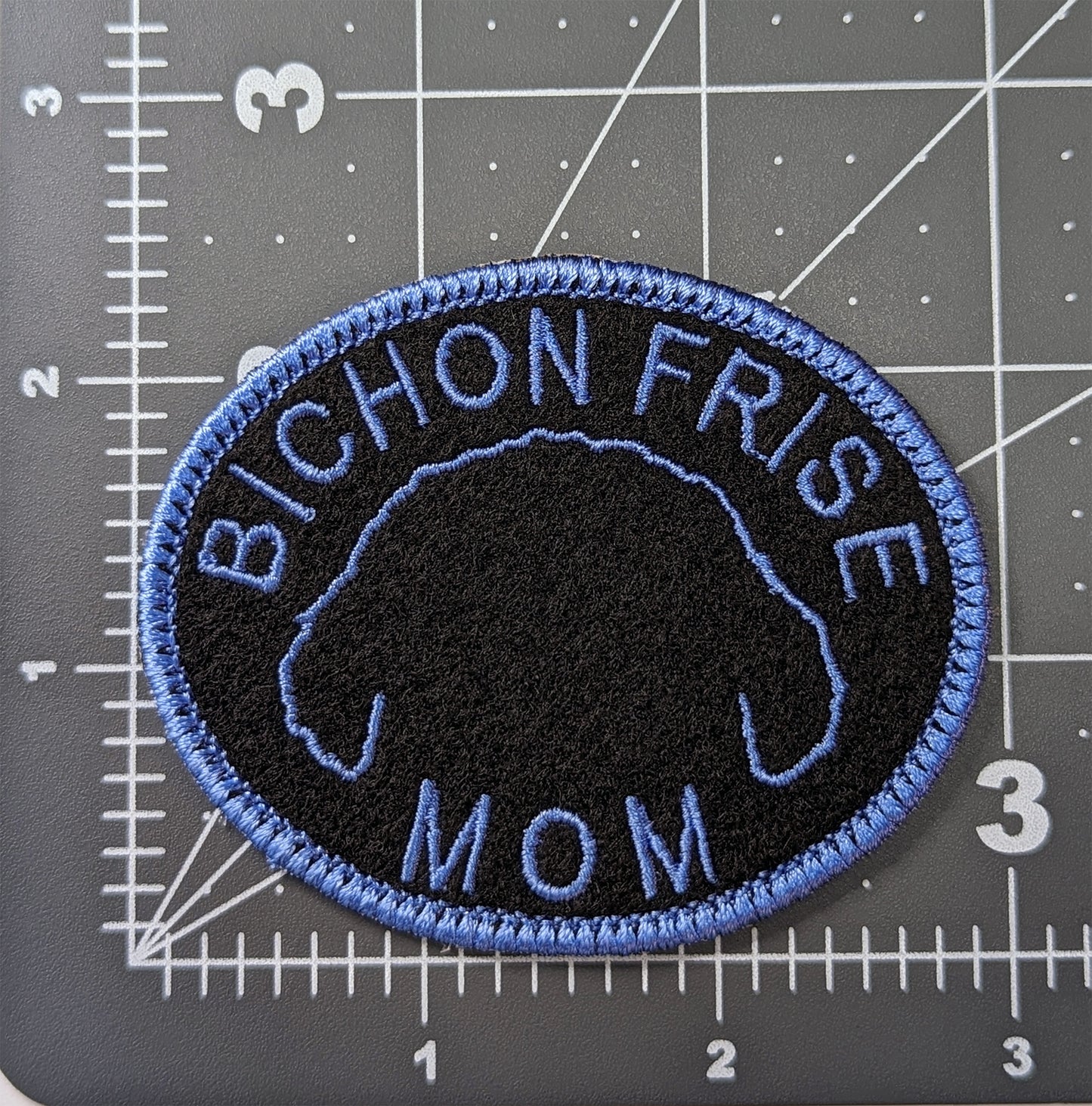 Bichon Frise Mom Patch - Custom Iron On Or Hook And Loop Backing