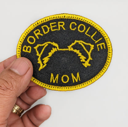 Border Collie Mom Patch - Custom Iron On Or Hook And Loop Backing